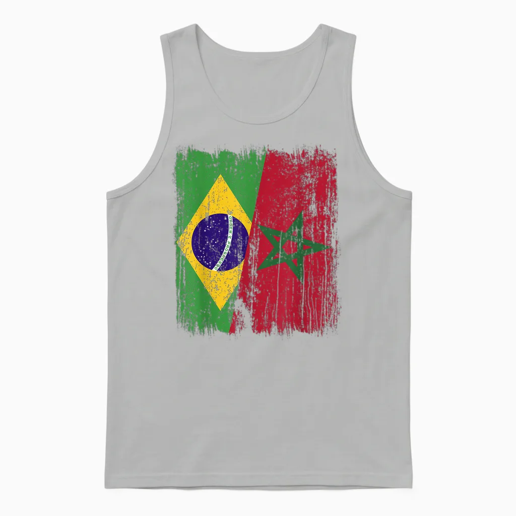 Demi Drapeau Du Brésil Maroc Patrimoine Marocain Unisex Tank Top in Ash