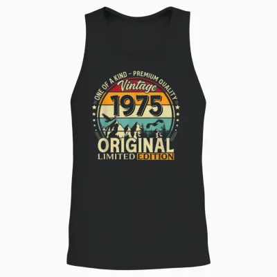 51 Anniversaire Cadeau Homme Et Femme Vintage Année 1975 Unisex Tank Top - Black