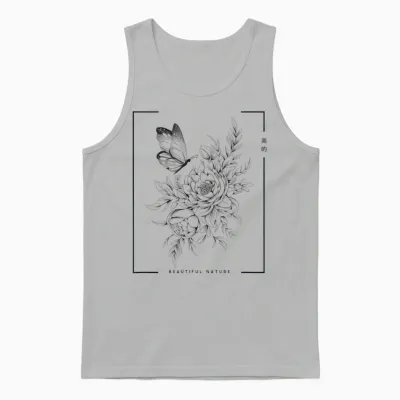 Japanese Aesthetic Tokyo Vaporwave Anime T-Shirt, Gray Unisex Tank Top - Ash