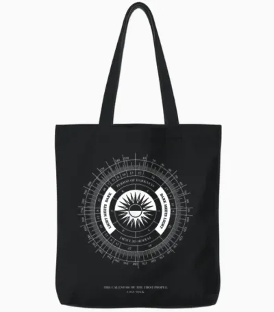 The Calendar of the First People Fringe Tote Bags - Black
