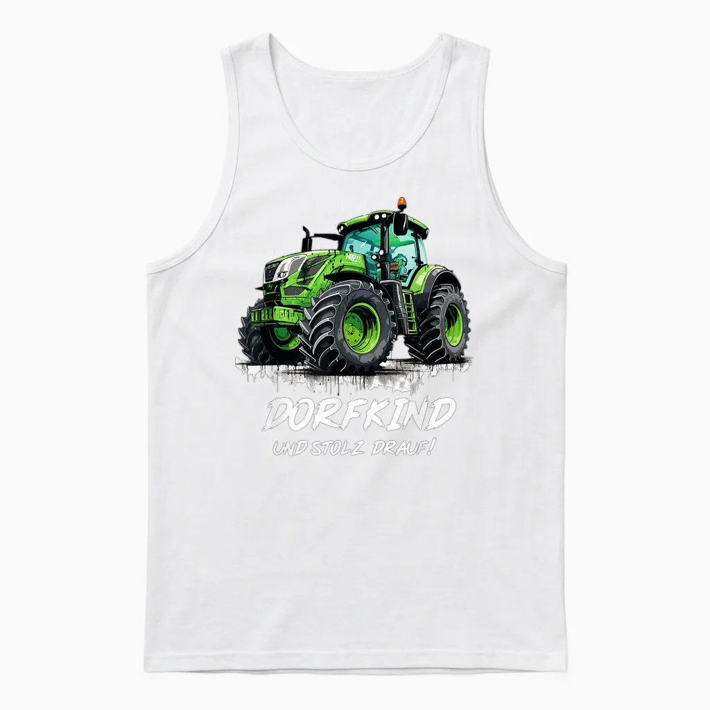 Dorfkind Traktor Design Landwirt & Bauern Trecker Geschenk Unisex Tank Top in White