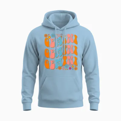 Retro Hippie Gemini Birthday Unisex Hoodie - Light Blue
