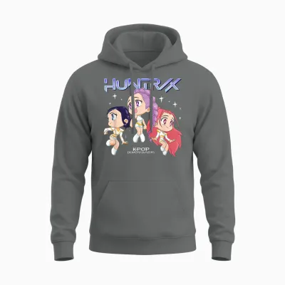 Kpop Demon Hunters Huntrix Chibi Officially Licensed Unisex Hoodie - Graphite Heather