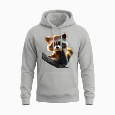 Raccoon Raccoon T-Shirt with German Text "ich Liebe Kleine Süßße Raccoon, Black Unisex Hoodie - Ash