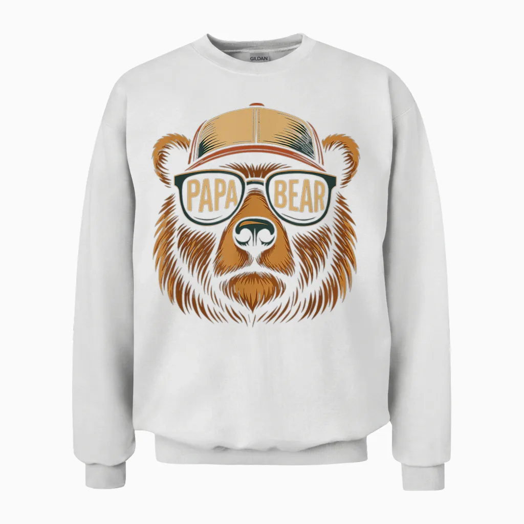 Papa Bear Father's Day Best Dad Bear Unisex Sweatshirt in White