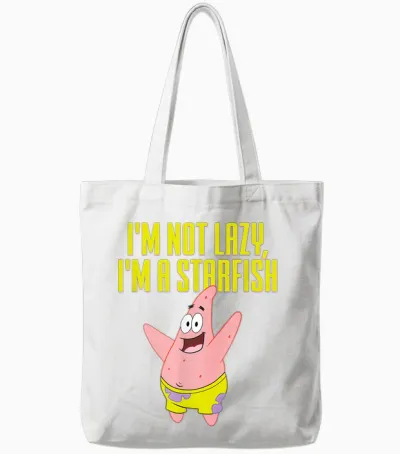 Patrick Star - I'm Not Lazy, I'm a Starfish Tote Bags - White