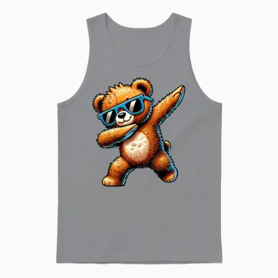 Cool Motif with Bear Unisex Cartoon Bear Dancing (dab) Black S T-Shirt, Black, S Unisex Tank Top - Sport Grey