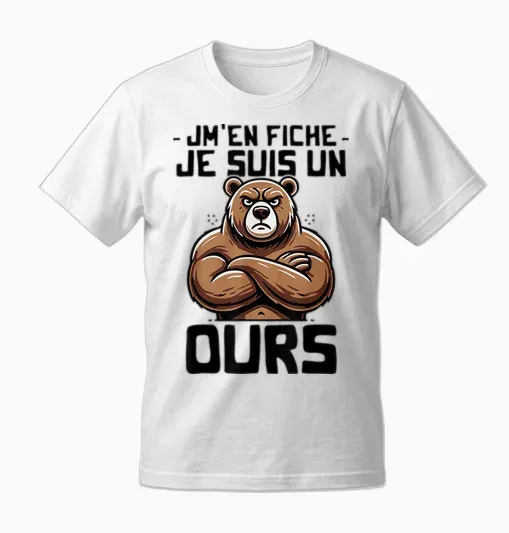 T-Shirt Bear Woman Girl Boy Funny Funny Je Suis Un Ours T-Shirt, White, S Unisex T-Shirt - White