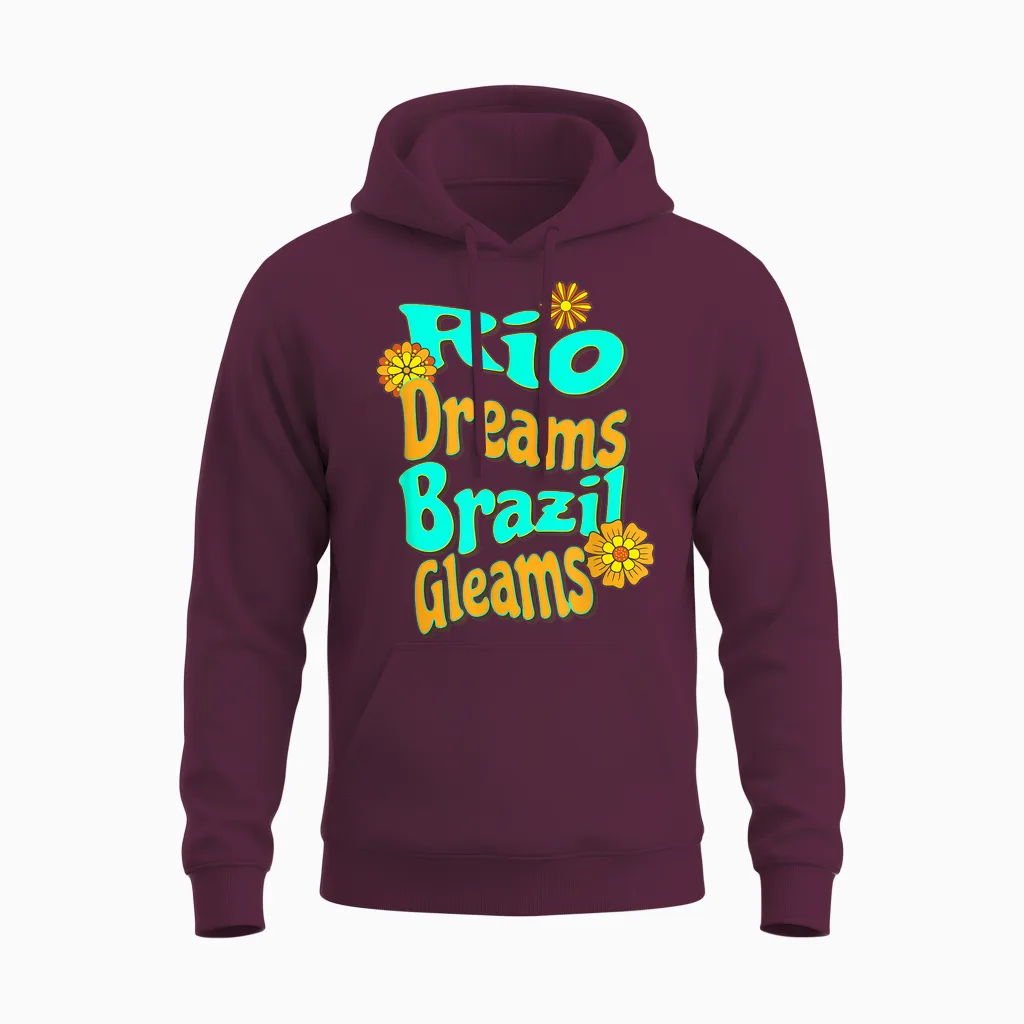 Rêves De Rio Brésil Brille été Tropical Rétro Unisex Hoodie in Maroon