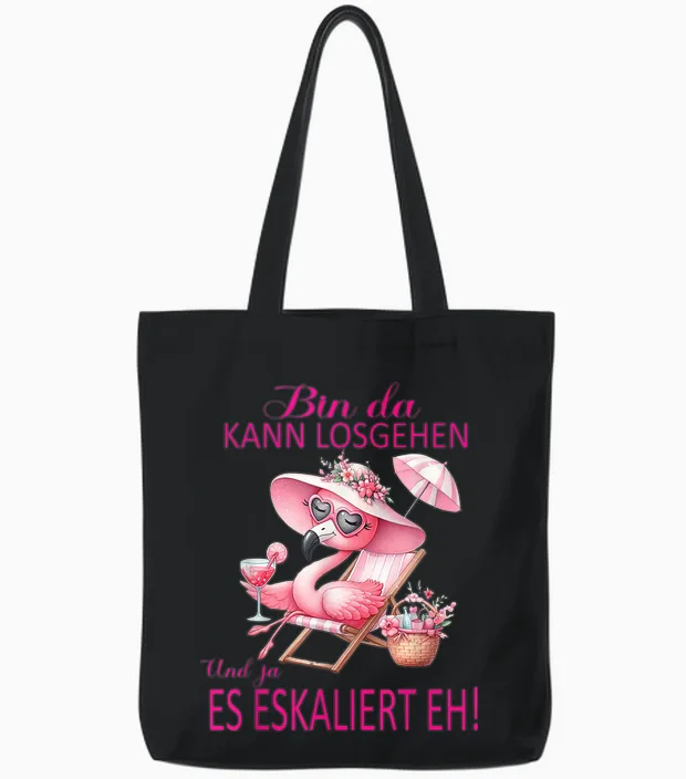 Flamingo Bin Da Kann Losgehen Und Ja Es Eskaliert Eh Kostüm Tote Bags in Black