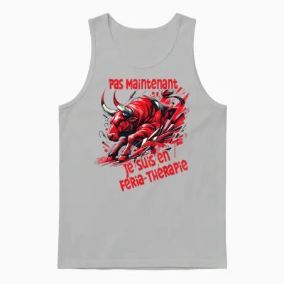 Feria Therapy Taurus Bayonne Dax Basque Humor Alcohol Party T-Shirt, White, S Unisex Tank Top - Ash