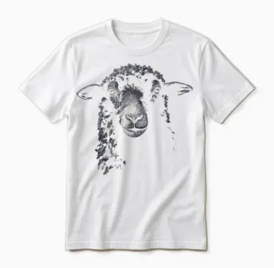 Schaf Gesicht Zeichnung Kunst Tierliebhaber Portrait Motiv Schaf Unisex T-Shirt - White