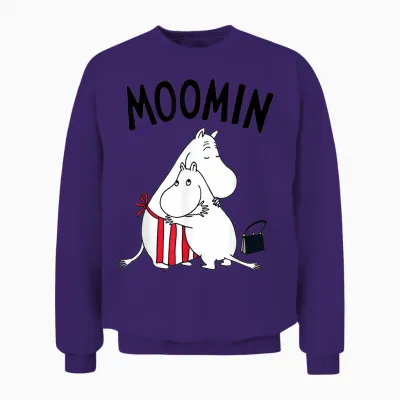 Moomin Moominmamma Moomintroll Hugging T-Shirt, White Unisex Sweatshirt - Purple