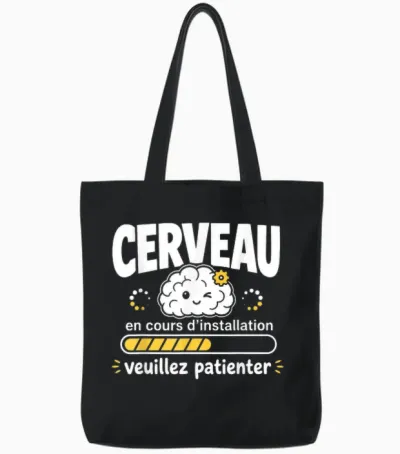 Cerveau En Cours D'installation Humour Veuillez Patienter Tote Bags - Black