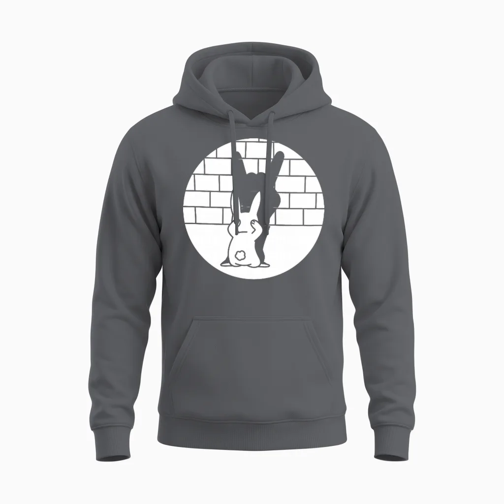 Lapin De Pâques Drôle Heavy Metal Fan Rock Festival Lapin T-Shirt Haut De Gamme Unisex Hoodie in Charcoal