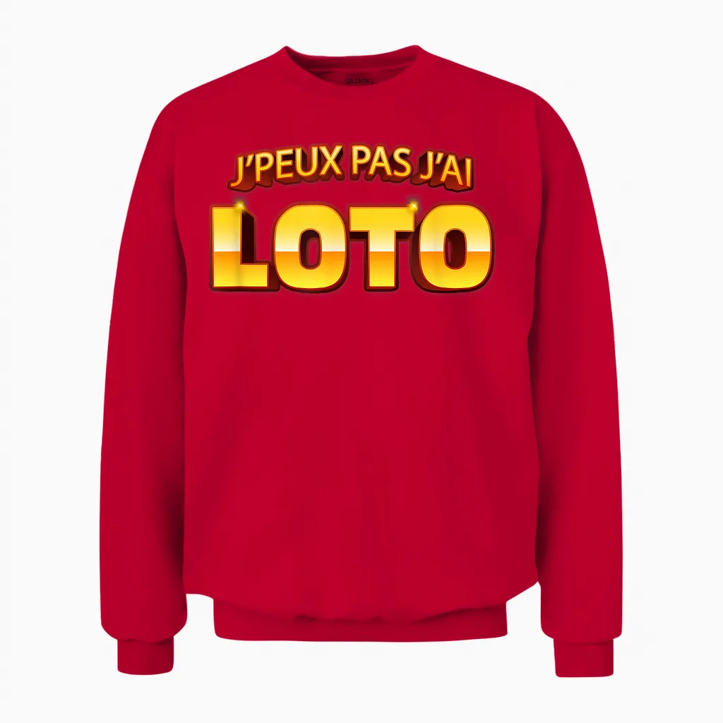 Je Peux Pas J'ai Lotto Humour Man Woman Retired Friends T-Shirt, Black, S Unisex Sweatshirt in Red