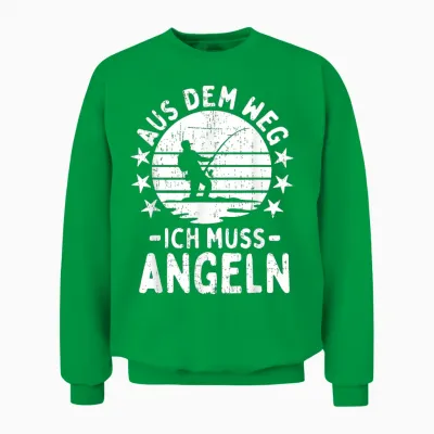 Angler Fisherman Saying Funny Men Boys Fishing T-Shirt, Green Unisex Sweatshirt - Irish Green