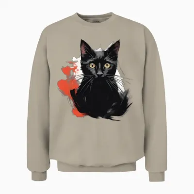 Black Cat Unisex Sweatshirt - Sand