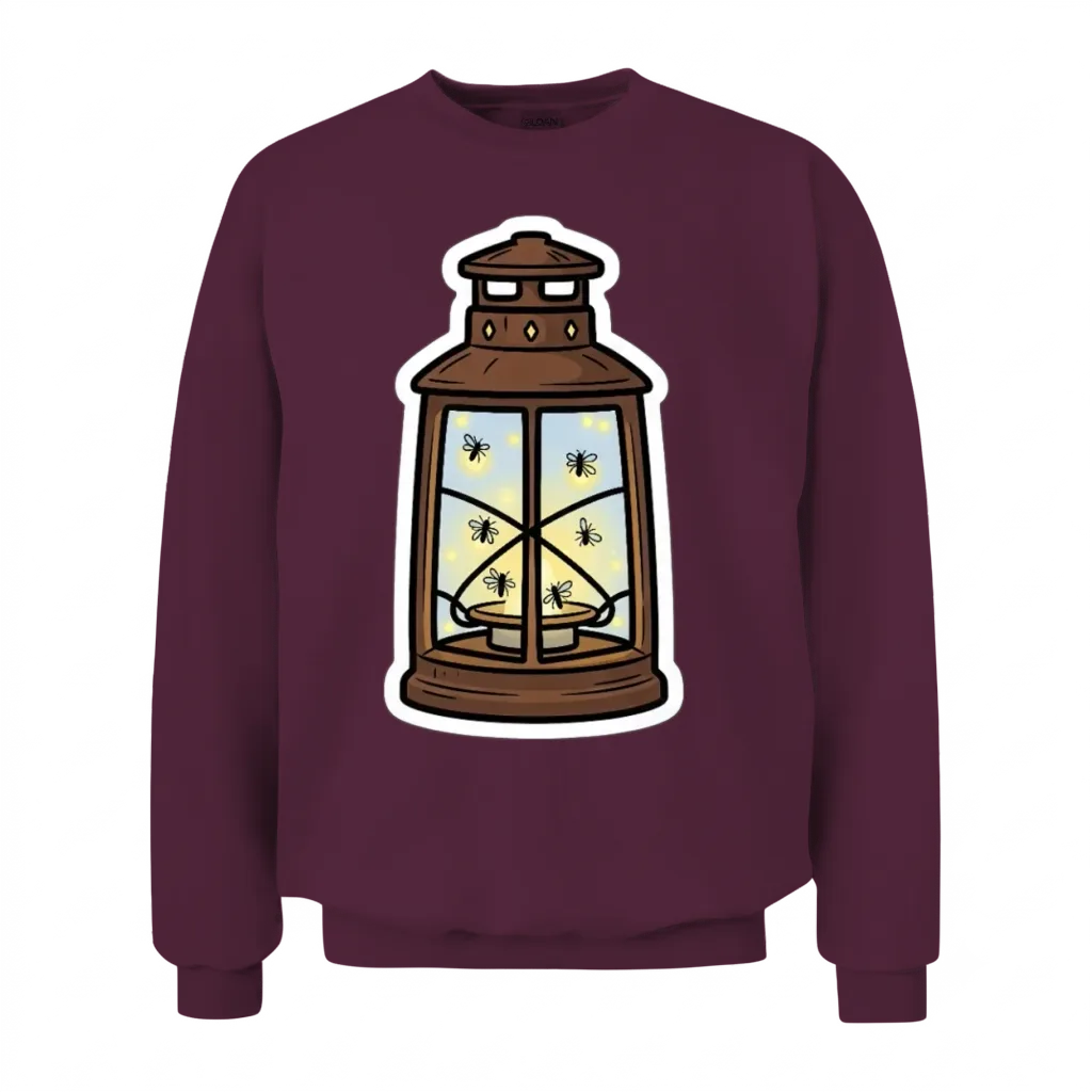 Glowing Firefly Lantern Illustration Unisex Sweatshirt - Maroon