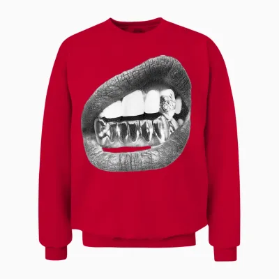 Teeth T-Shirt, Black Unisex Sweatshirt - Red