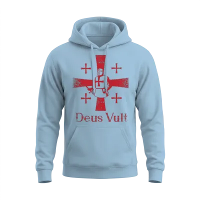 Deus Vult God Wants It Latin Templar Knight Unisex Hoodie - Light Blue