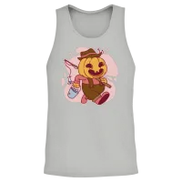 Funny Pumpkin Fisherman Cartoon Design Unisex Tank Top - Ash – 2