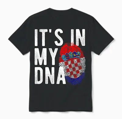 Funny It's in My Dna Kroatien Flagge Fingerprint Unisex T-Shirt - Black