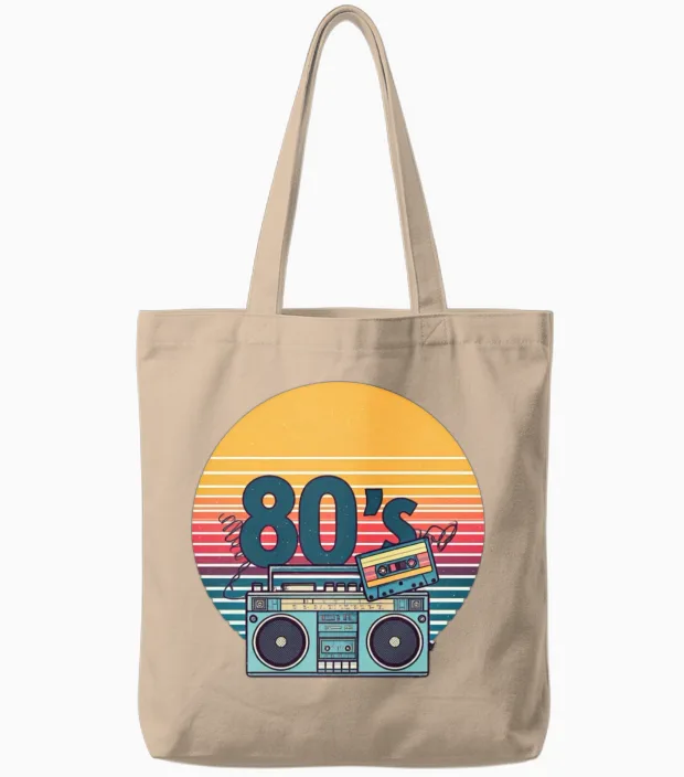 Retro 80s Tote Bags in Natural