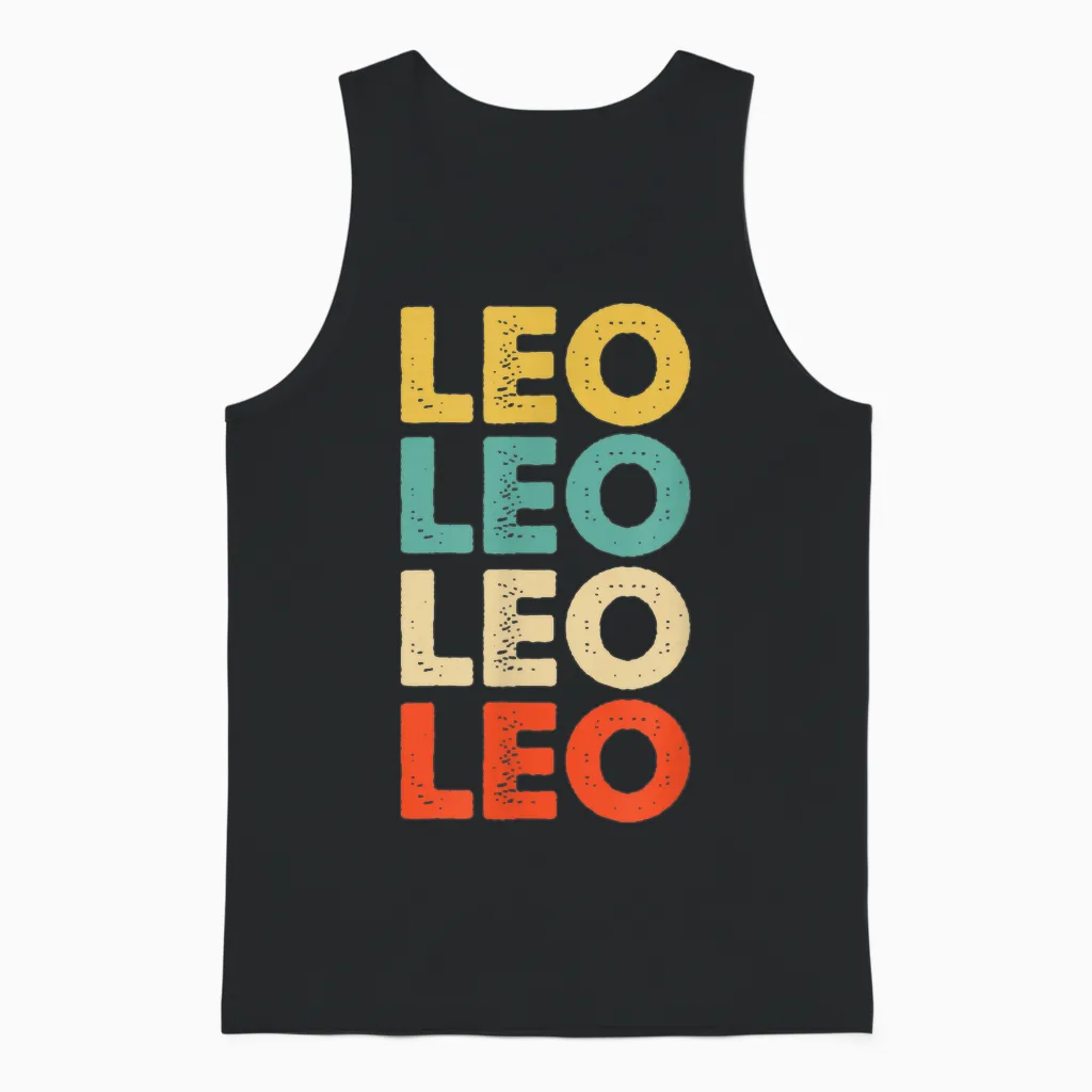 Leo Vorname T-Shirts & Geschenke - Leo T-Shirt - Unisex - Schwarz - Klein - Crew-Ausschnitt - Klassisch - Personalisiertes Leo Name Unisex Tank Top in Black