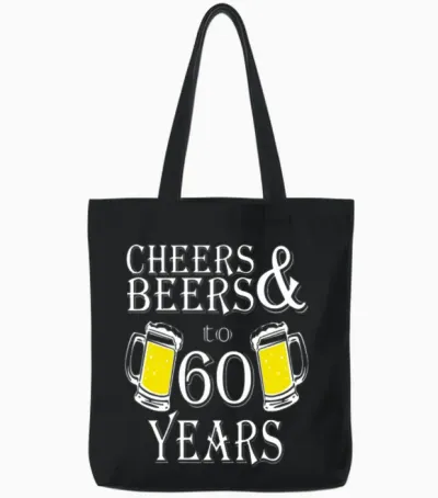 Cheers and Beers to 60 Years Tote Bags - Black