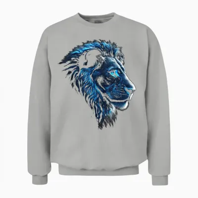 Löwe Artwork - Blaue Augen Zoo Tier Löwe Unisex Sweatshirt - Ash