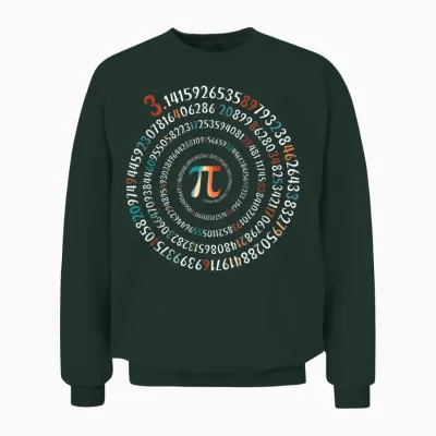 Funny Pi Day 3.14 Pi Symbol Spiral Number Math Lover 2026 Unisex Sweatshirt - Forest
