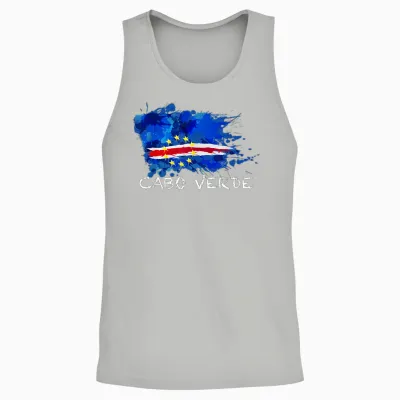 Cabo Verde Flagge Mit Weißem Text Unisex Tank Top - Ash