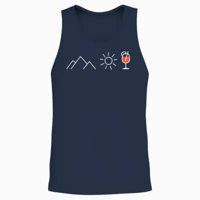 Mountain Sun Spritz X Mountaineering Hiker Aperolic Fun T-Shirt, Black Unisex Tank Top - Navy