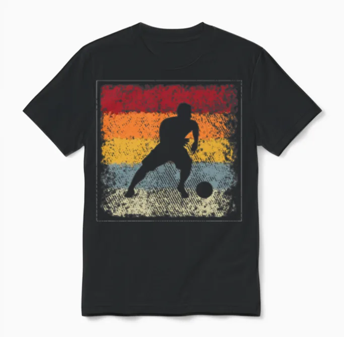Soccer Retro Unisex T-Shirt in Black