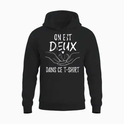 Pregnancy Announcement One Is Two in This Unisex Hoodie - Black