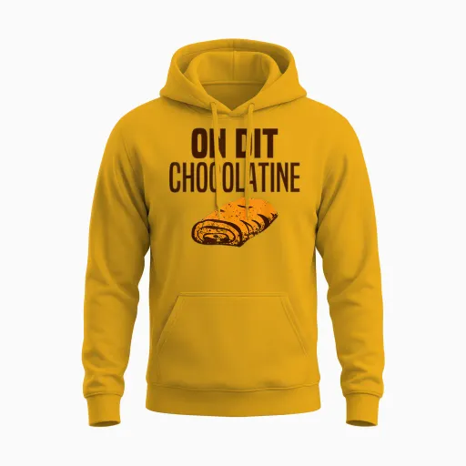 On Dit Chocolatine Humour Chocolate Bread Team Chocolatine T-Shirt, White, S Unisex Hoodie - Gold