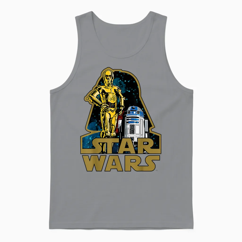 Star Wars C-3po R2-D2 Droids of Vader's Shadow Badge Unisex Tank Top in Sport Grey
