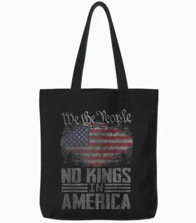 No Kings in America Us Flag Vintage Men Women Tote Bags - Black