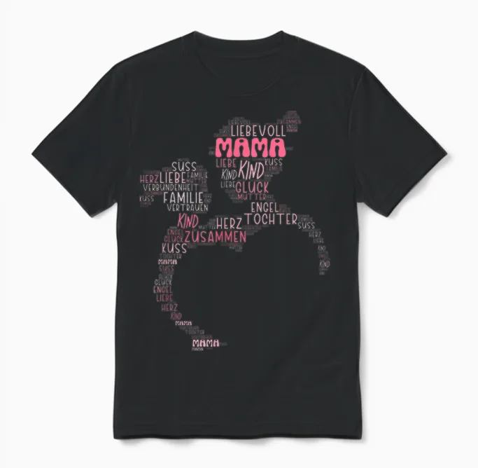 Partner Look Mother Daughter Family Mum Daughter Mother's Day T-Shirt, Black Unisex T-Shirt in Black