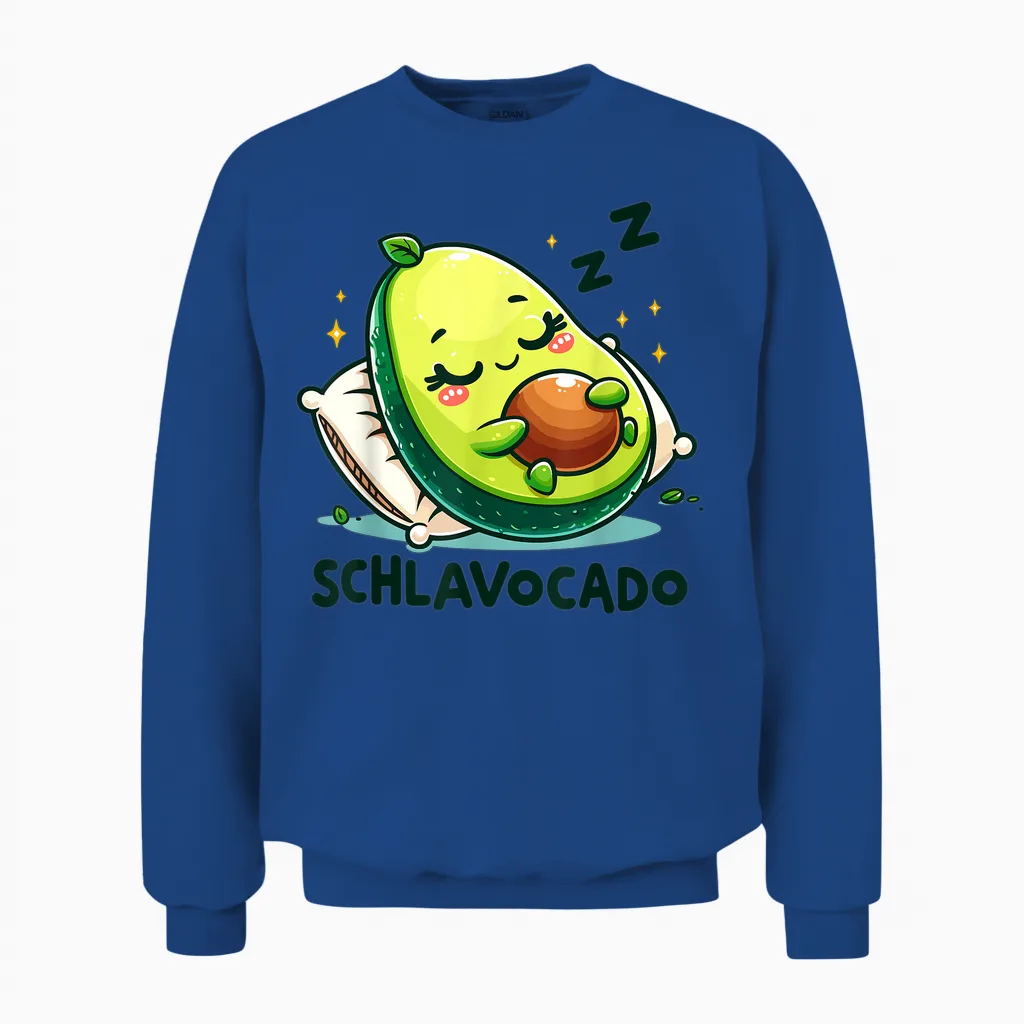 Schlavocado Avocado Sleep Shirt Funny Sleeping Night Shirt T-Shirt, White Unisex Sweatshirt in Royal