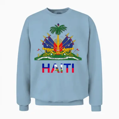 Flag Haiti Day Pride Tradition Born Haitian Creole 2024 T-Shirt, Black, S Unisex Sweatshirt - Light Blue