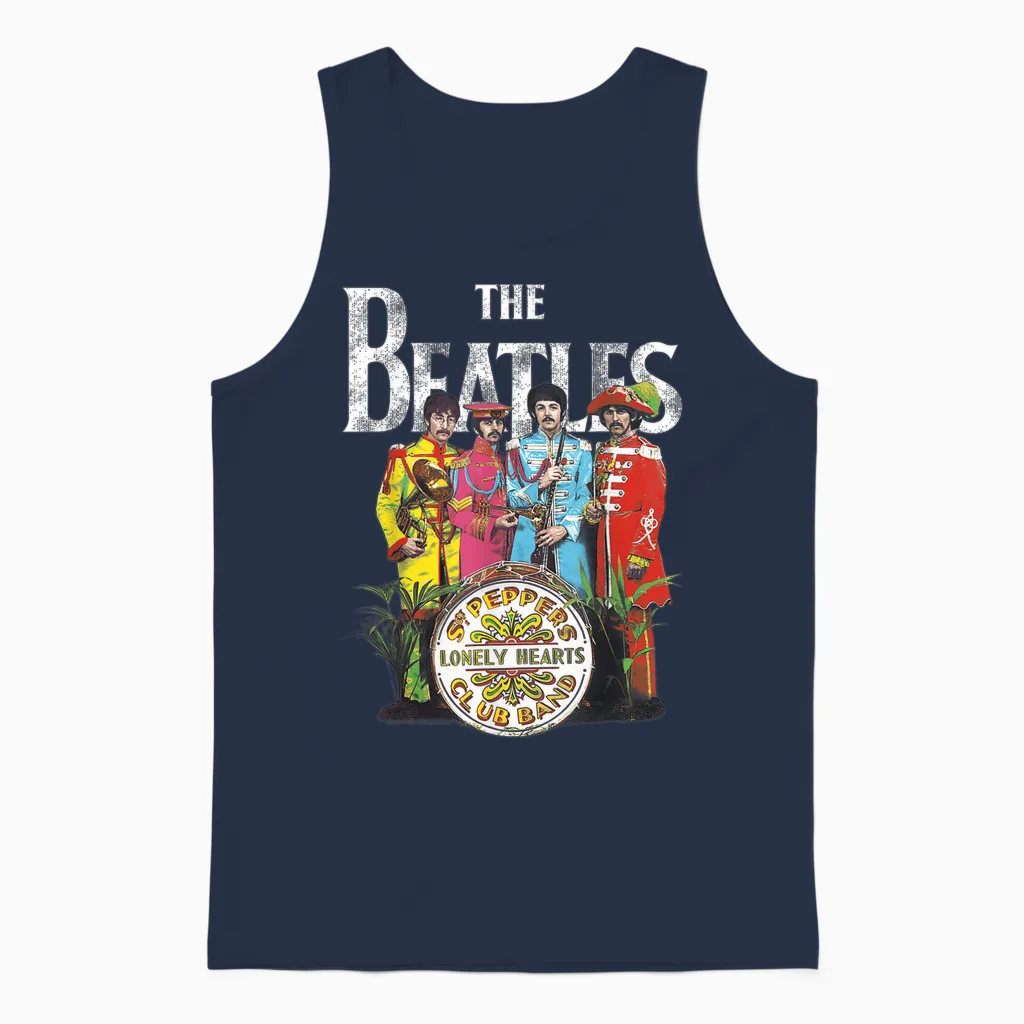 The Beatles Music Band Sgt Pepper by Rock Off Unisex Tank Top in Navy