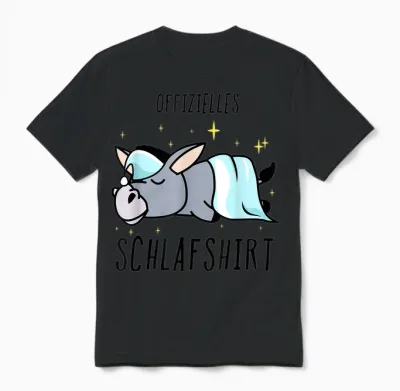 Esel Pyjama Schlafanzug Unisex T-Shirt - Black