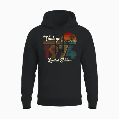Vintage 1974 Limited Edition 51st Birthday Unisex Hoodie - Black