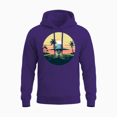 Retro Alien Unisex Hoodie - Purple