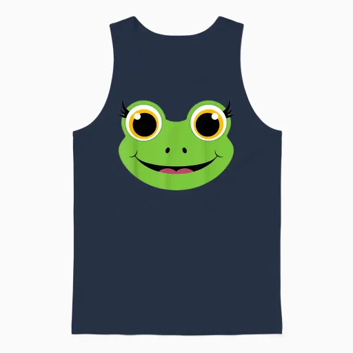 Frog Costume Fancy Dress Carnival T-Shirt, Green Unisex Tank Top in Navy