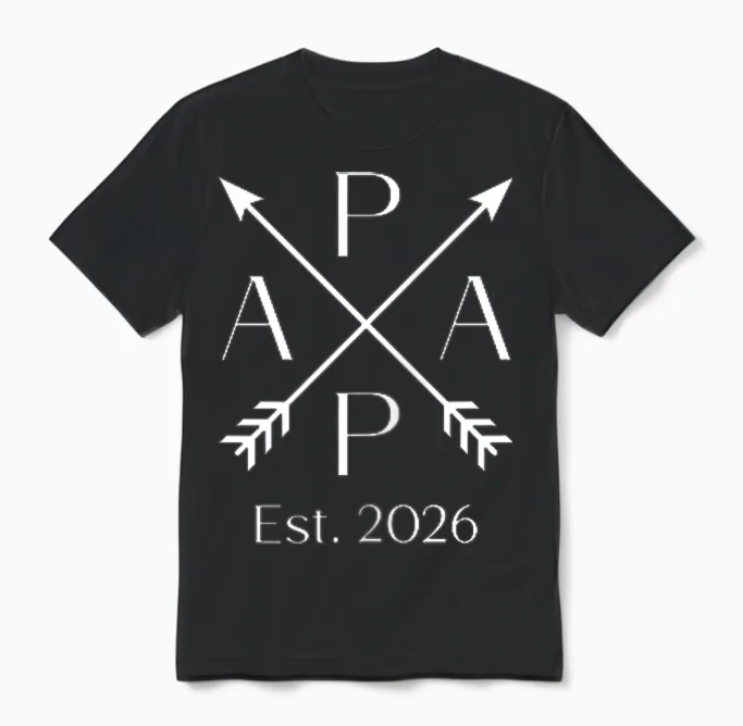 Papa Est. 2026 Father 2026 First Time Dad 2026 Unisex T-Shirt in Black