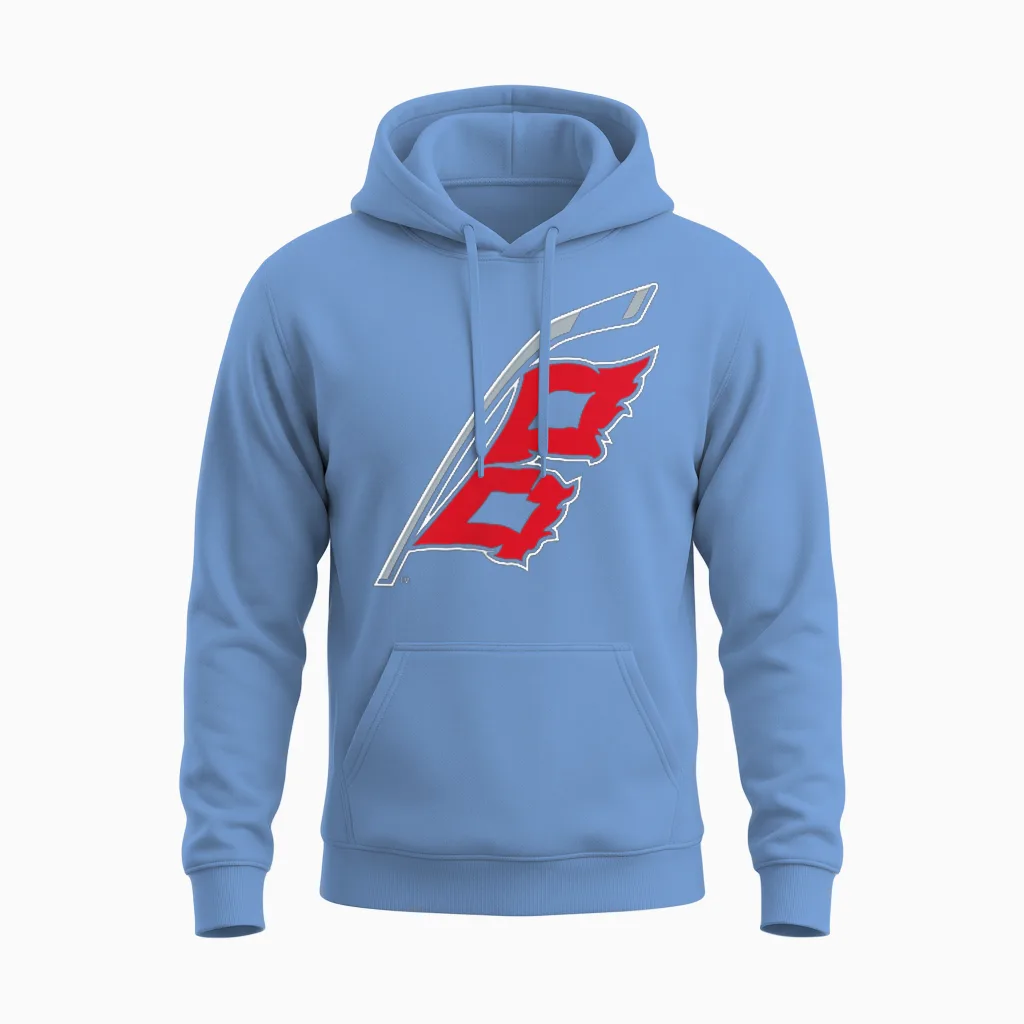 Carolina Hurricanes Front/back Black Nhl Officially Licensed Unisex Hoodie in Carolina Blue