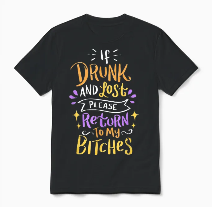 Si Vous êtes Ivre Et Perdu, Veuillez Retourner à My Bitches Alcohol Party Unisex T-Shirt in Black